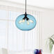 Glass 4 Light 16 inch Black Down Pendant Ceiling Light in Blue